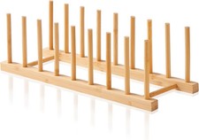 Bamboo Dish Dying Rack - Pot Lid Plate Organizer Holder for Bamboo-set of 1