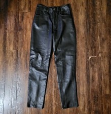 VAKKO Vtg Classic Black 100 Soft Leather Straight Leg Zip Fy Pants Sz 8
