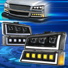 For 03-07 Avalanche Silverado Start Up Led Drl Sequential Projector Headlights