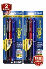 Pilot FriXion Clicker Erasable Pens 3 Count 2 Pack 0.7mm Black Blue Red 31467