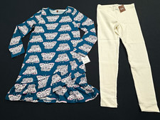 Tea Collection Butterfly Girls 7 Blue/White Ruffle Dress Leggings 2pc Set