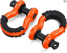 2PK D Ring Shackle, 42,000lb Break Strength, D Ring Shackles 3/4 inch Orange