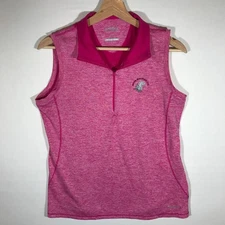 Annika Cutter & Buck Women's Medium 1/4 Zip Heather Fuchsia Sleeveless Golf Top