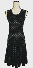 John + Jenn Black Ribbed Sleeveless Fit Flare Skater Dress Sz S Textured Dashed