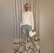 New Zara 139 Jacquard Luxury Straight Leg Pants Limited Edition Small 2536/820