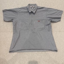 Ben Davis Short Sleeve Shirt Mens Large Hickory Stripe Half Zip USA Made Boxy