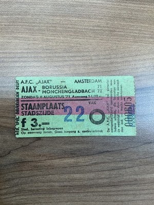 Ticket Eintrittskarte Ajax Amsterdam - Borussia Mönchengladbach 08.08.1971 FS
