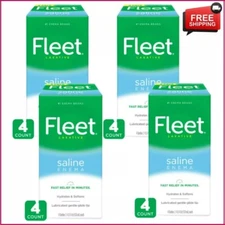 Fleet Laxative Saline Enema for Adult Constipation 4.5 fl oz 4 Bottles pack, NEW