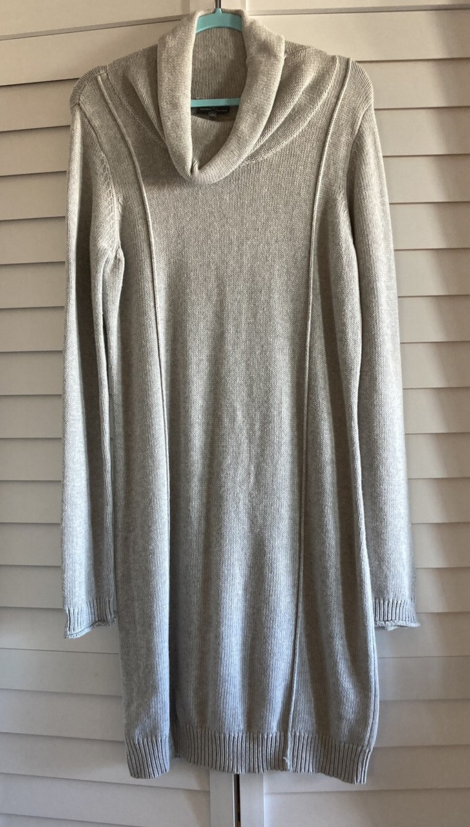 Market Spruce Sweater Dress L Cowl Neck Gray L/S Warm Cozy