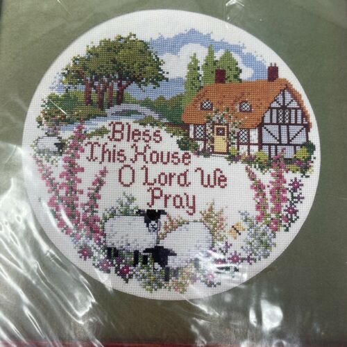 Creative Circle Counted Cross Stitch Kit BLESS THIS HOUSE Cottage Sheep New 1984 - Picture 2 of 6