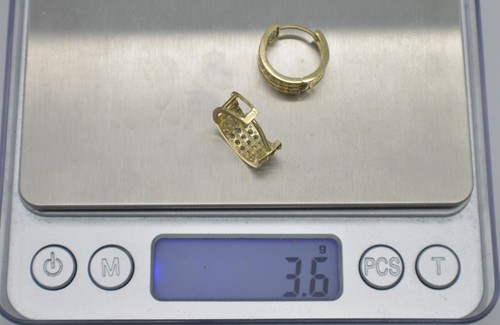 10k Solid Yellow Gold three row Shiny Huggie Hoop Earring Jewelry 16.0mm 3.6gr - Picture 6 of 7