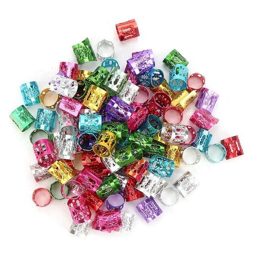 Lot De 100 Perles Argentées Pour Cheveux - Tresses, Dreadlocks, Accessoires Coiffure Réglables - Neuf Avec Étiquettes