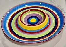 BARCELONA STRIPE Chip & Dip Salsa Platter Serving Tray 15 1/8", by Tabletops Unl