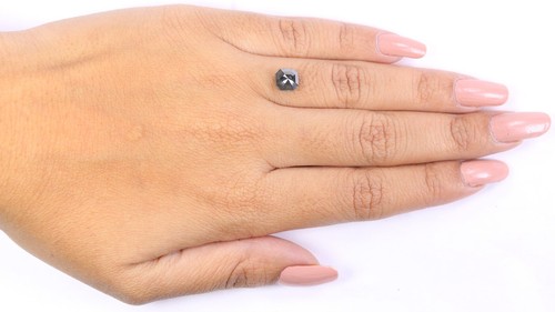 1.59 CT Natural Loose Emerald Cut Diamond 6.45 MM Salt And Pepper Diamond LQ7893 - Picture 6 of 8
