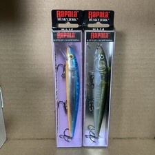 2 Rapala Husky Jerk Minnow Lures HJ14 Silver Blue Olive Ghost 5/8oz 4-8’