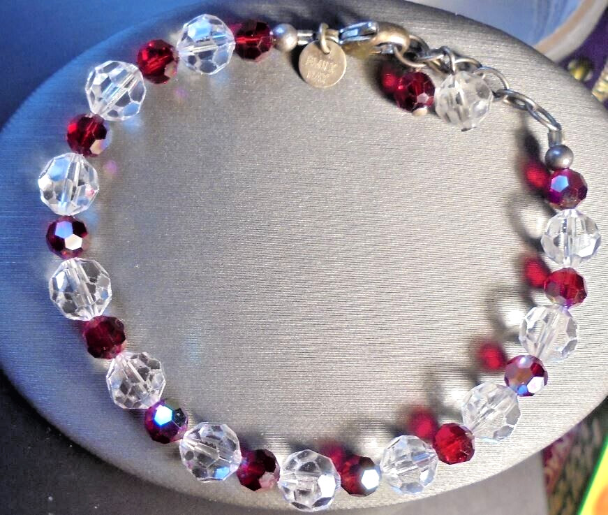 Emily Ray (Signed) Clear & Ruby Red Crystals in 9… - image 1