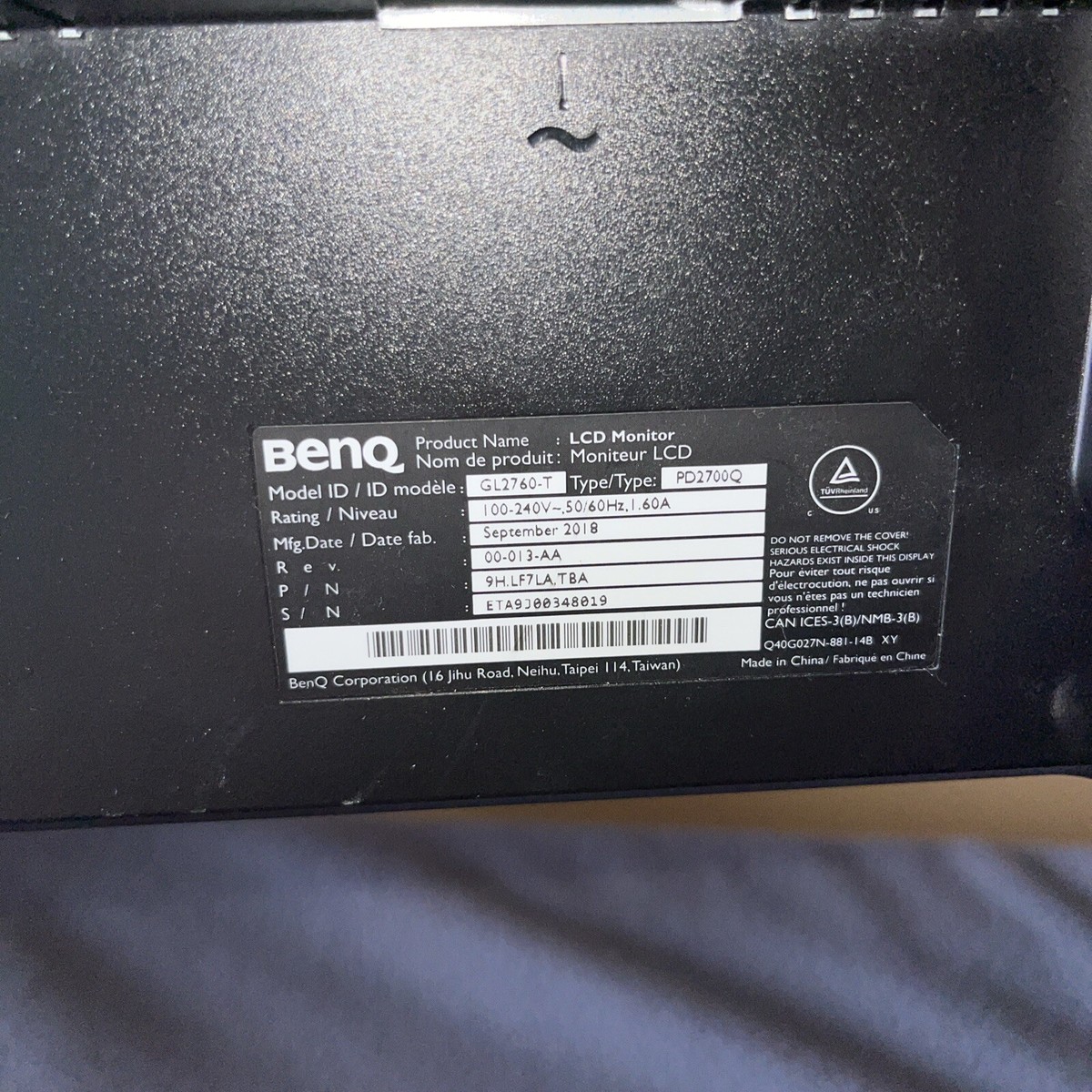 BenQ 27” computer monitor/ GL2760-T/2018 | eBay