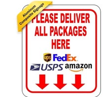 Please Deliver All Packages Here Arrows Delivery Sign for Delivery Driver