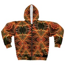 Elecetric Red Orange Rose Zip Hoodie a statement Psychedelic Lightpainting sdk