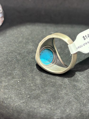 Mens Antiqued Sterling Silver Turqoise Ring W/Owl NWT Ethnic Native American 10 - Picture 6 of 9