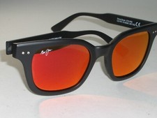 MAUI JIM MJ822-0M 50 21 ORANGE MIRROR SHORE BREAK MATTE BLACK SUNGLASSES MINT