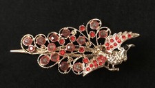 Red Rhinestone Gemstone Peacock Bird Fashion Hair Clip GO3.5D23
