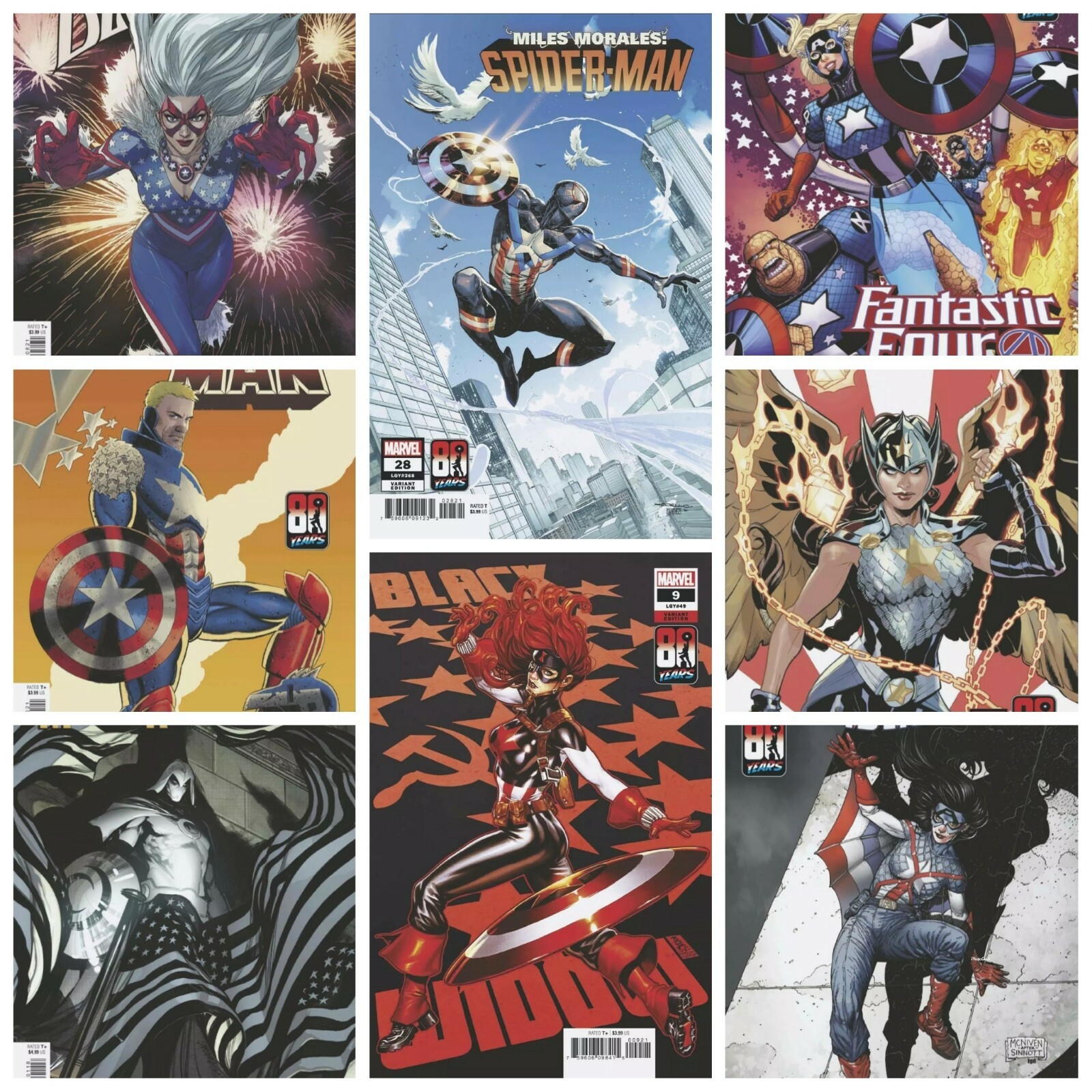 Captain America 80th Variant Set Options Moon Miles 28 Black Widow Valkyries 
