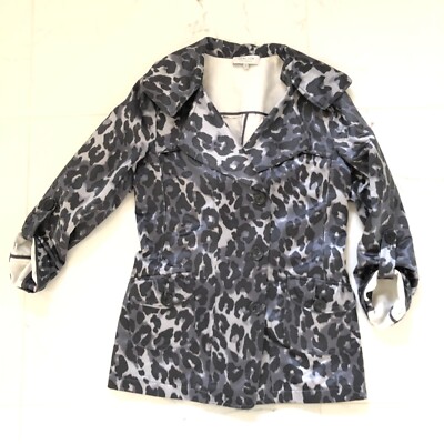 Teri Jon Sportswear Women Animal Print Jacket size 8 Gray Black Belted Pockets