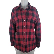 Duluth Trading Company Red Plaid Jacket Adjustable Side Women M