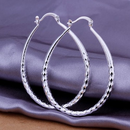 Boucles D’oreilles Créoles Ovales En Argent Sterling - Bijoux élégants Neufs Avec étiquettes