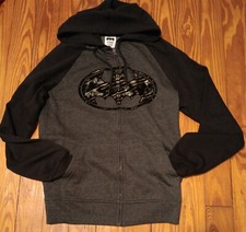 Youth Batman Full Zip Hoodie. 34-36 Xlarge. Blk/Gry
