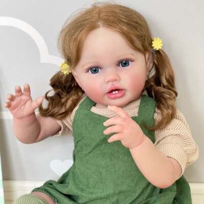 24Inch Reborn Baby Toddler Newborn Dolls Lottie Girl 3D Skin Green Clothes Gift
