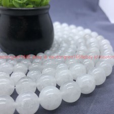 Natural 4/6/8/10/12/14mm White Jade Gemstone Round Loose Beads 15'' Strand Diy