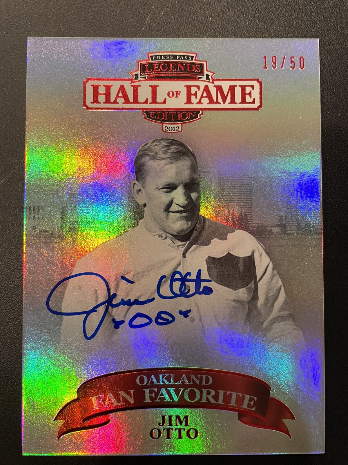 Jim Otto Autographed Signed Oakland Raiders 2012 Press Pass Fan Favorites HOF Card #19/50 Auth 
