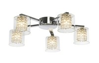 Led Deckenleuchte Wohnzimmer Deckenlampe 5-Flg. Leuchte Kristall LüSter Chrom