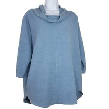 Christopher Banks Women's XL Dusty Blue Cowl Neck Sweater with 3/4 Sleeves