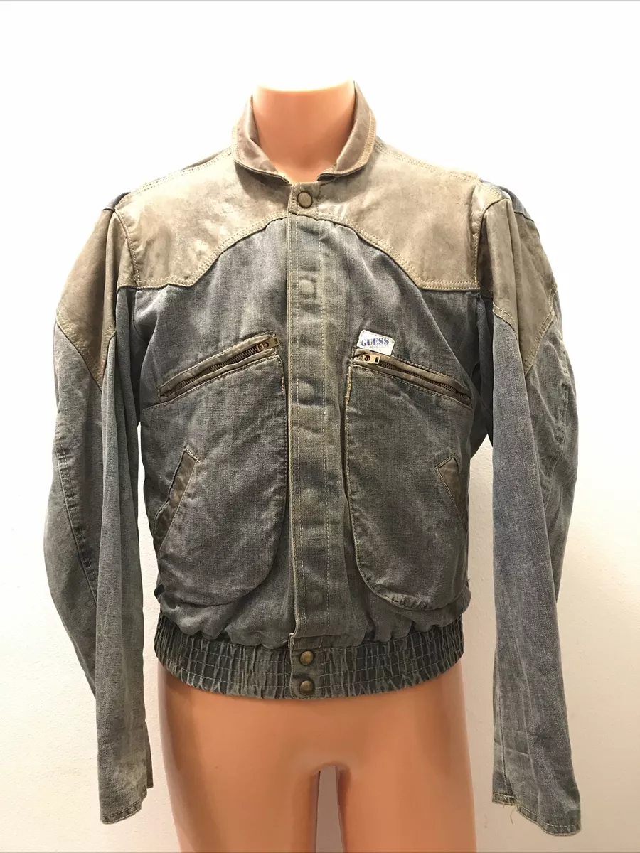 Vintage 86 Guess George Marciano Men s Marty McFly Denim Leather Jacket Small