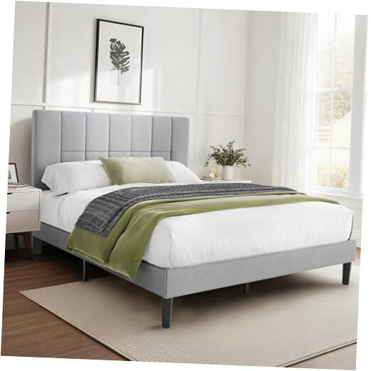 Upholstered Platform Bed Frame, 1000 lbs Weight Capacity, Sturdy Queen Size