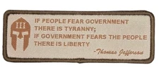 THOMAS JEFFERSON QUOTE SPARTAN HELMET TAB TACTICAL HOOK DESERT MORALE PATCH