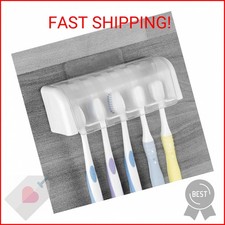 5 Slots Wall Mount Toothbrush Holder with Cover, Self Adhesive Toothbrush Storag