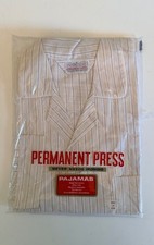 Vintage New Old Stock Mens Pajamas Size B Medium Striped Made in USA Long Pants