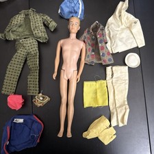 Ken Blonde Barbie Doll Mattel 1960 USA Straight Leg Bendable Knee Clothes Blue
