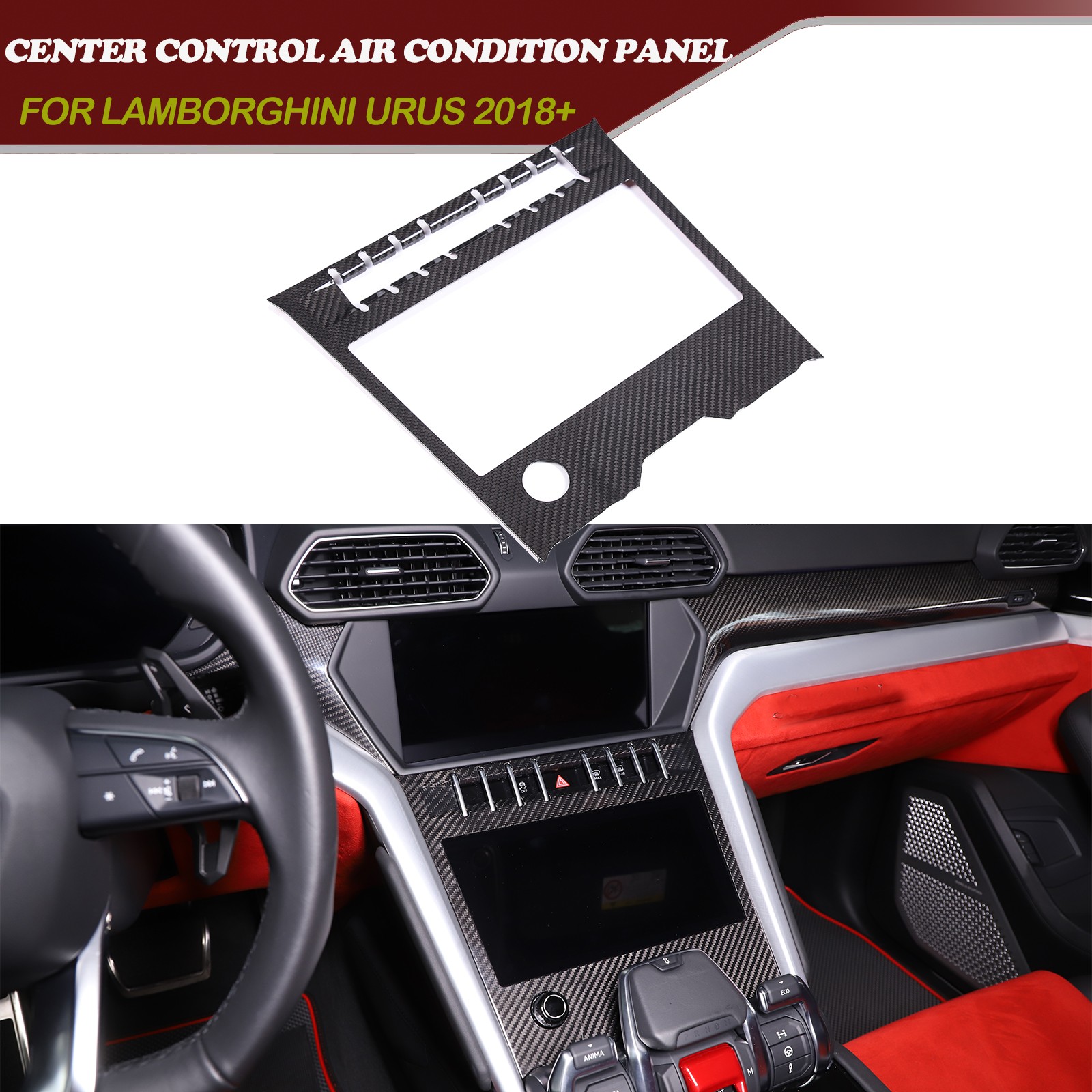 Carbon Center Control Air Condition Panel Cover For Lamborghini URUS 2018-2023
