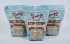 3 Bob's Red Mill ORGANIC STEEL CUT OATS 24 oz bag Golden Spurtle 02/07/2026