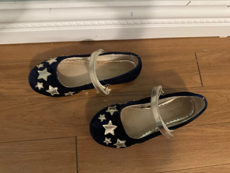 Mini Boden Velvet Navy Blue Gold Star Dress Shoes Girls 13 Excellent condition - Image 3 of 4