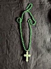 Green & White Plastic Beaded Ball Chain Neckl...