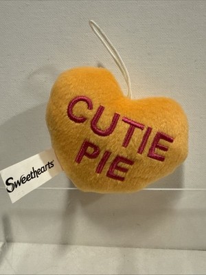 SWEETHEARTS HEART BACKPACK HANGER *CUTIE PIE * PLUSH VALENTINE'S DAY ORANGE 4''