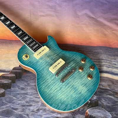 Hot selling Blue electric guitar 6 strings P90 pickups bone nut USA ship quickly