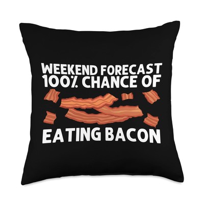 Cool Bacon Art for Men Women Pig Pork Strips Breakfast Food Throw Pillow, 18x...