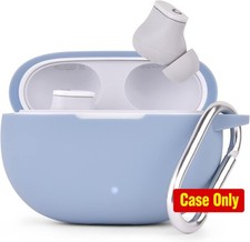 Soft Silicone Cover for Beats Studio Buds 2021 Case with Keychain - Grayish Blue